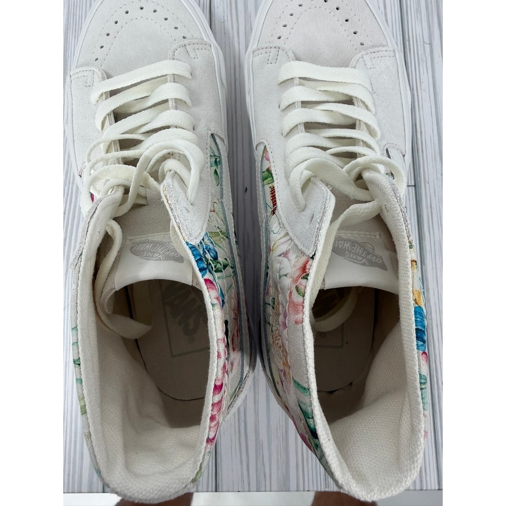 Vans Sk8-Hi Tapered Floral Bouquet High Top Sneakers Cream Ivory Suede Women 9.5 - Picture 7 of 12